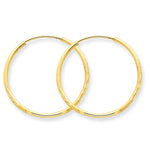 이미지를 갤러리 뷰어에 로드 , 14k Yellow Gold Diamond Cut Satin Endless Round Hoop Earrings 23mm x 1.25mm - BringJoyCollection
