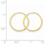 Load image into Gallery viewer, 14k Yellow Gold Diamond Cut Satin Endless Round Hoop Earrings 19mm x 1.25mm - BringJoyCollection
