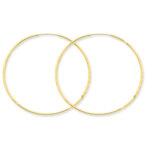 14k yellow gold diamond cut satin endless round hoop earrings 48mm x 1.25mm