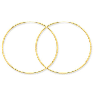 14k Yellow Gold Diamond Cut Satin Endless Round Hoop Earrings 48mm x 1.25mm - BringJoyCollection