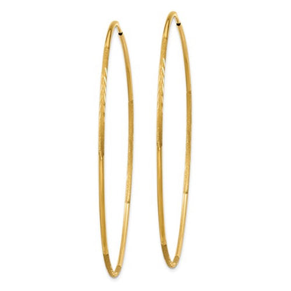 14k yellow gold diamond cut large endless round hoop earrings 60mm x 1.25mm