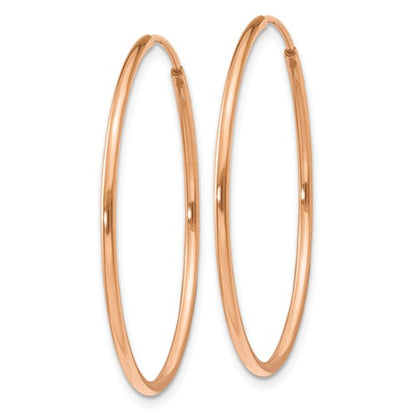 14k rose gold classic endless round hoop earrings 29mm x 1.25mm