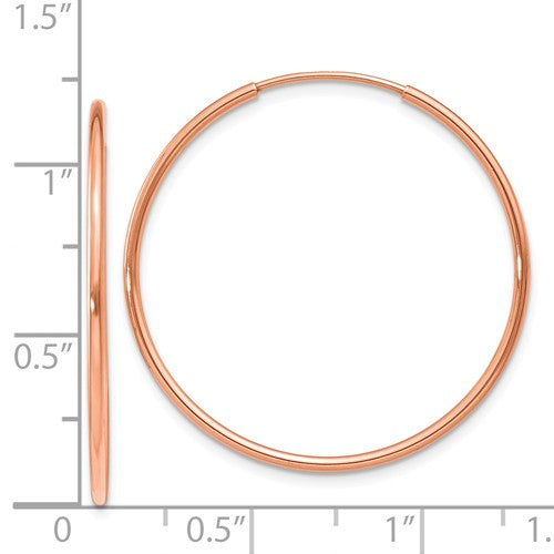 14k rose gold classic endless round hoop earrings 29mm x 1.25mm