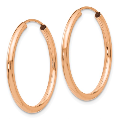 14k Rose Gold Classic Endless Round Hoop Earrings 23mm x 2mm
