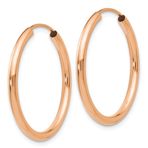 14k rose gold classic endless round hoop earrings 23mm x 2mm
