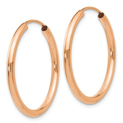 14k rose gold classic endless round hoop earrings 23mm x 2mm