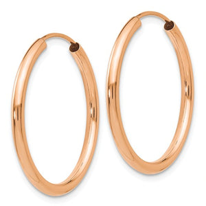 14k Rose Gold Classic Endless Round Hoop Earrings 23mm x 2mm