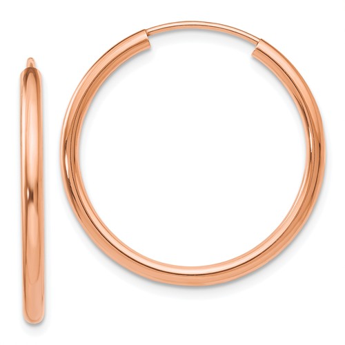 14k rose gold classic endless round hoop earrings 23mm x 2mm