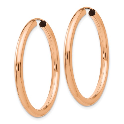 14k rose gold classic endless round hoop earrings 34mm x 2.75mm