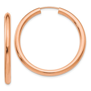 14k Rose Gold Classic Endless Round Hoop Earrings 34mm x 2.75mm