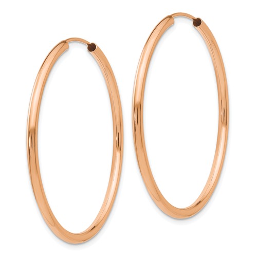 14k rose gold classic endless round hoop earrings 37mm x 2mm