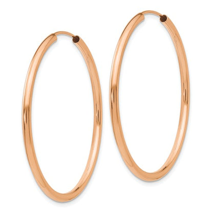 14k rose gold classic endless round hoop earrings 37mm x 2mm