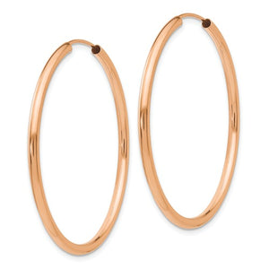 14k Rose Gold Classic Endless Round Hoop Earrings 37mm x 2mm