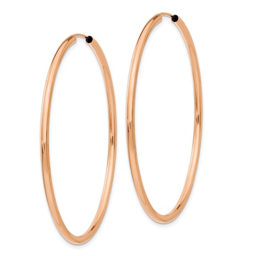 14k Rose Gold Classic Endless Round Hoop Earrings 49mm x 2mm