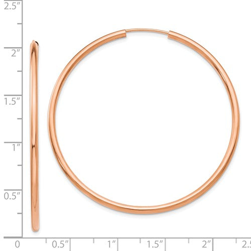 14k rose gold classic endless round hoop earrings 49mm x 2mm