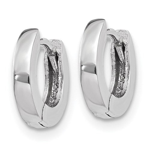 14k white gold classic huggie hinged hoop earrings small 9mm x 1mm