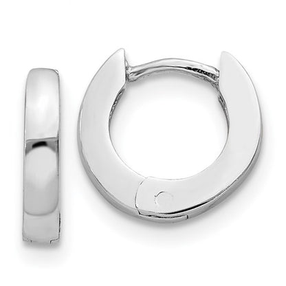 14k white gold classic huggie hinged hoop earrings small 9mm x 1mm