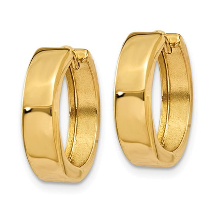 14k yellow gold classic huggie hinged hoop earrings 16mm x 16mm x 4mm