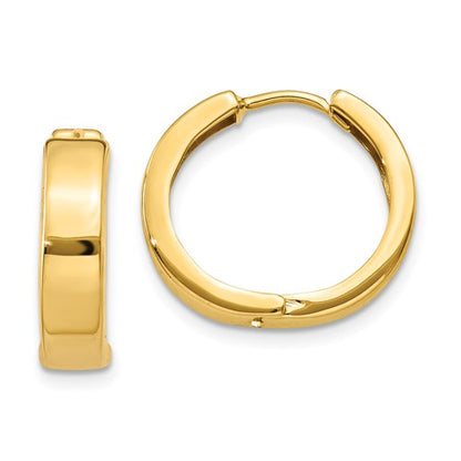 14k yellow gold classic huggie hinged hoop earrings 16mm x 16mm x 4mm