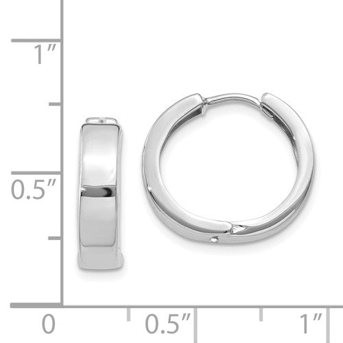 14k white gold classic huggie hinged hoop earrings 16mm x 16mm x 4mm