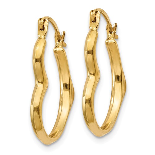 14k yellow gold heart hoop earrings 16mm x 2mm