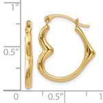Load image into Gallery viewer, 14K Yellow Gold Heart Hoop Earrings 16mm x 2mm
