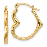 Charger l&#39;image dans la galerie, 14K Yellow Gold Heart Hoop Earrings 16mm x 2mm
