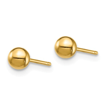 14k yellow gold petite tiny ball and bar 2 pair set stud earrings