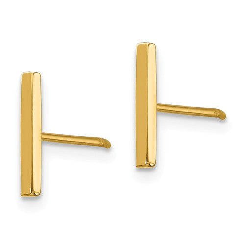 14k yellow gold petite tiny ball and bar 2 pair set stud earrings