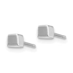 Load image into Gallery viewer, 14k White Gold Petite Tiny Square Geometric Geo Stud Earrings
