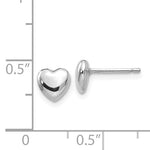 Load image into Gallery viewer, 14k White Gold Small Heart Button Stud Post Push Back Earrings
