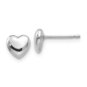 14k White Gold Small Heart Button Stud Post Push Back Earrings